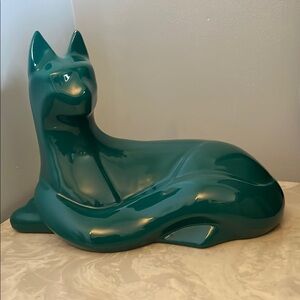 Vintage MCM Haeger Lounging Teal Cat Figurine